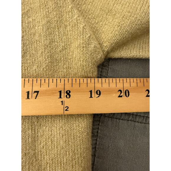 THML XS Beige Knit Sweater Colorblock Stripe Sleeves Purple Orange Crewneck - Picture 9 of 10